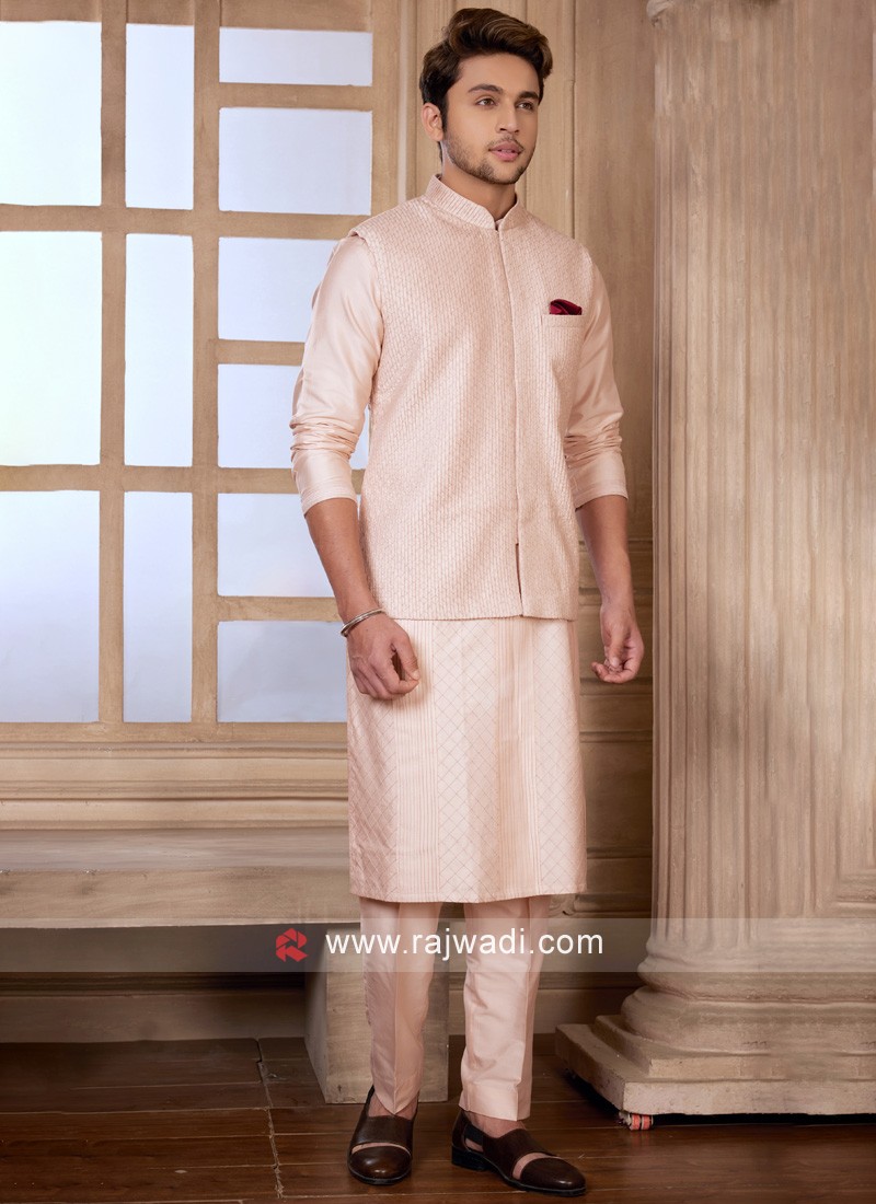 Peach 2025 nehru jacket