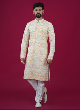 Thread Embroidered Multi Color Kurta Pajama