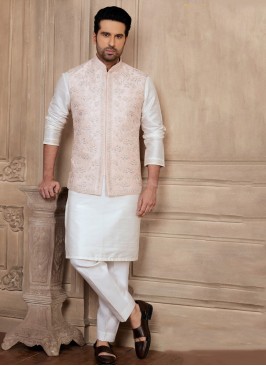 Thread Embroidered Nehru Jacket Set For Men