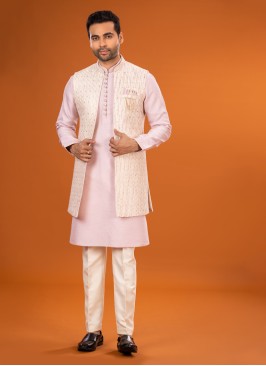 Thread Embroidered Nehru Jacket Set For Men