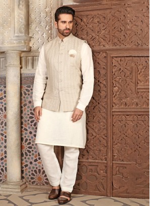 Thread Embroidered Nehru Jacket Set For Wedding