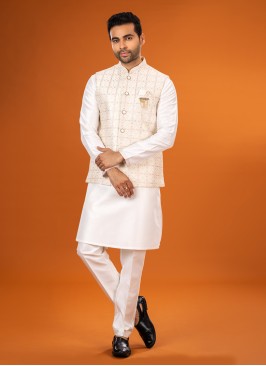 Thread Embroidered Nehru Jacket Set For Wedding