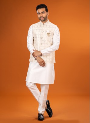 Thread Embroidered Nehru Jacket Set For Wedding