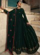 Dark Green Georgette Floor Length Gown with Sequins Work