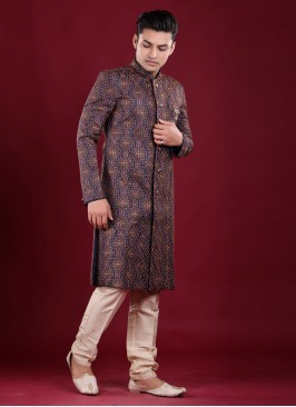 Thread Work Blue Indowestern