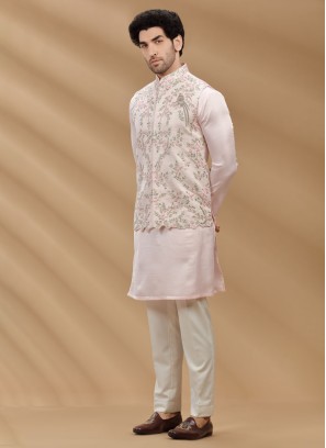 Thread Work Designer Nehru Jacket Set For Men