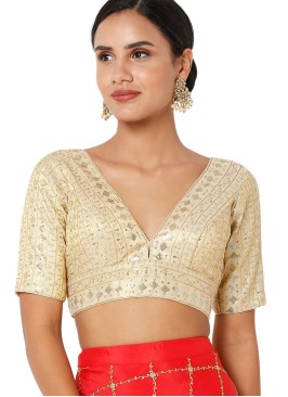 Thread Work Designer V Neck Ready Blouse