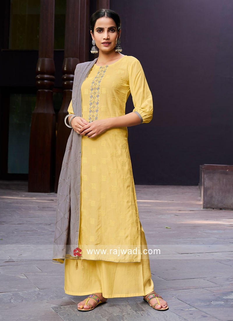 APNISHA Yellow & Green Cotton Printed Unstitched Dress Material