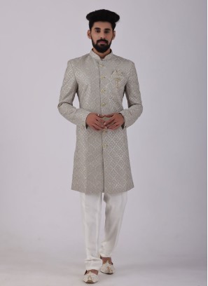 Thread Work Mens Indowestern Set For Wedding