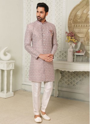 Thread Work Mens Indowestern Set For Wedding