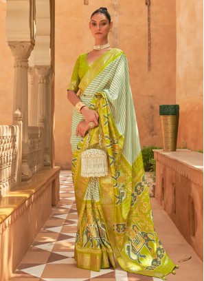 Mehndi Green Woven Patola Silk Designer Saree