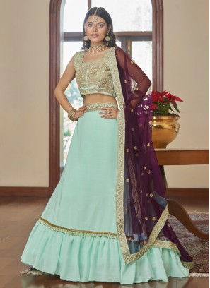 Titan Silk Light Aqua Color A Line Lehenga Choli