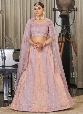 Pink and Peach Art Silk A Line Lehenga Choli