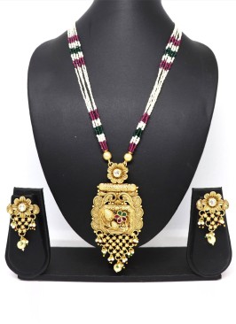 Traditional Fancy Floral Design Long Necklace Set