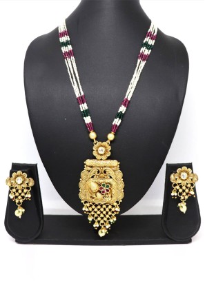 Traditional Fancy Floral Design Long Necklace Set