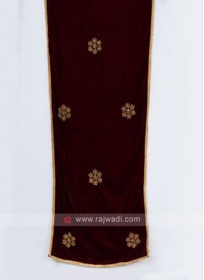 Traditional Maroon Velvet Fabric Dupatta