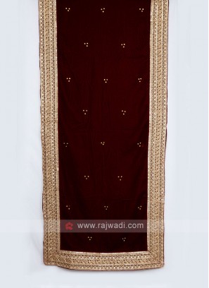 Traditional Maroon Velvet Fabric Dupatta