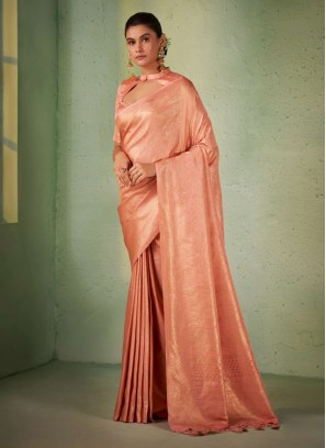 Traditional Peach Silk Saree