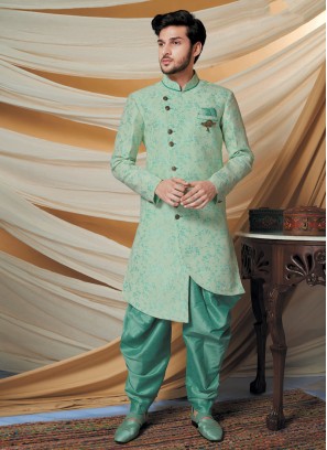 Traditional Pista Green Color Indowestern