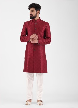 Traditional Wear Indowestern Set In Maroon Color