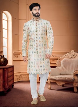 Traditional Wear Silk Indowestern Set For Men