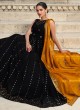 Black Georgette Sequins & Thread Embroidered Gown