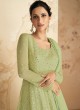 Sea Green Intricate Embroidered Pure Georgette Anarkali Set