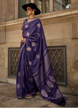 Purple Satin Weaving Party Wear Saree