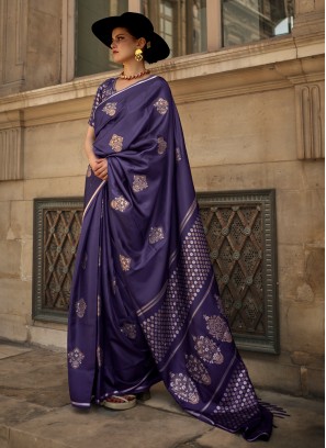 Purple Satin Weaving Party Wear Saree