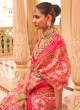 Pretty Pink Tussar Silk Patola Printed Saree