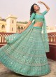 Turquoise Organza Sequins Lehenga Choli