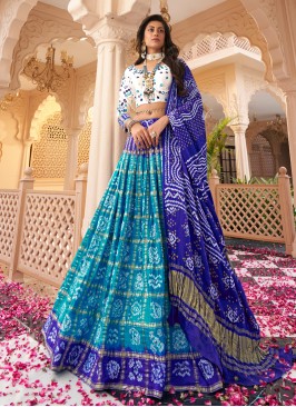 Two-tone Blue Gajji Silk Bandhani Lehanga Choli