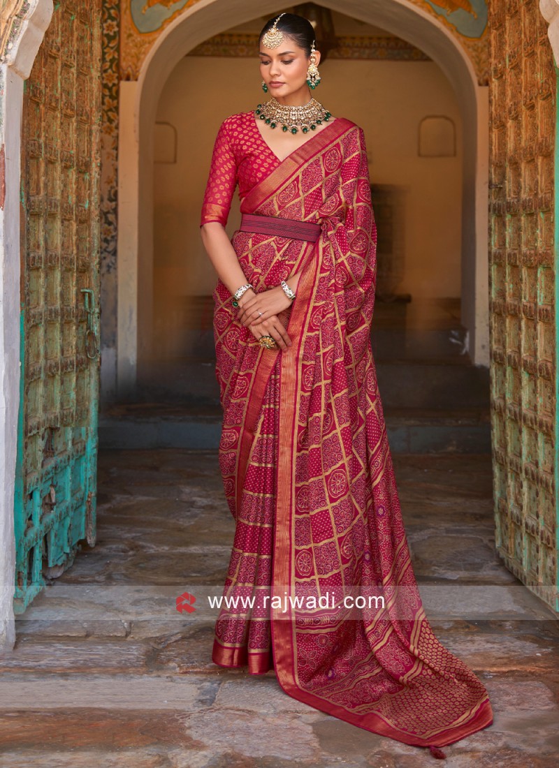 Ajrakh Print Saree