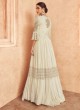 Designer Off White Chinon and Georgette Gown