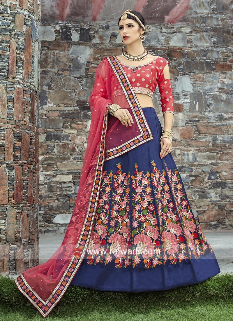 Peach Raw Silk Lehenga with Blouse - Tanisha Vaidya