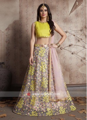 Unstitched Flower Work Lehenga