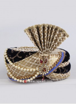 Brocade Silk and Velvet Mens Turban