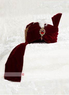 Velvet Maroon Color Safa For Wedding