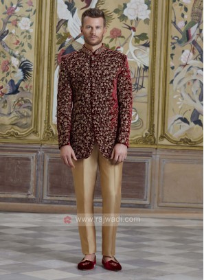 Velvet Embroidery Jodhpuri Suit
