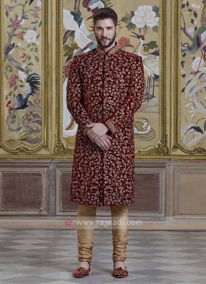 Velvet sherwani designs sale