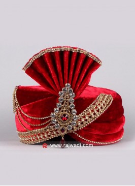 Velvet Fabric Maroon Color Turban