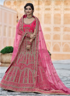 Velvet Lehenga Choli in Pink