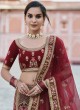 Velvet Maroon Lehenga Choli