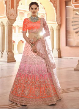 Velvet Orange Lehenga Choli