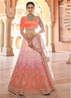 Velvet Orange Lehenga Choli