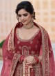 Velvet Patch Border Lehenga Choli in Maroon