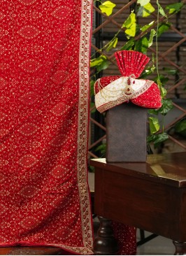 Velvet Red Dupatta And Safa