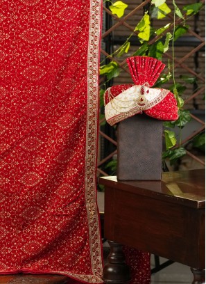 Velvet Red Dupatta And Safa