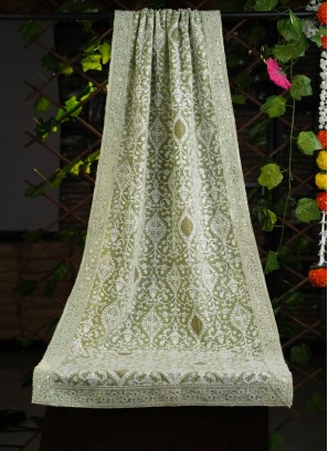 Velvet Wedding Wear Pista Green Dupatta