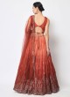 Elegant Shaded Rust Chinon Silk Lehenga Choli